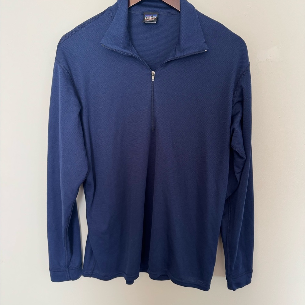 Patagonia Capilene Pullover Mens Medium Blue Half Zip Base Layer Made USA 90s
